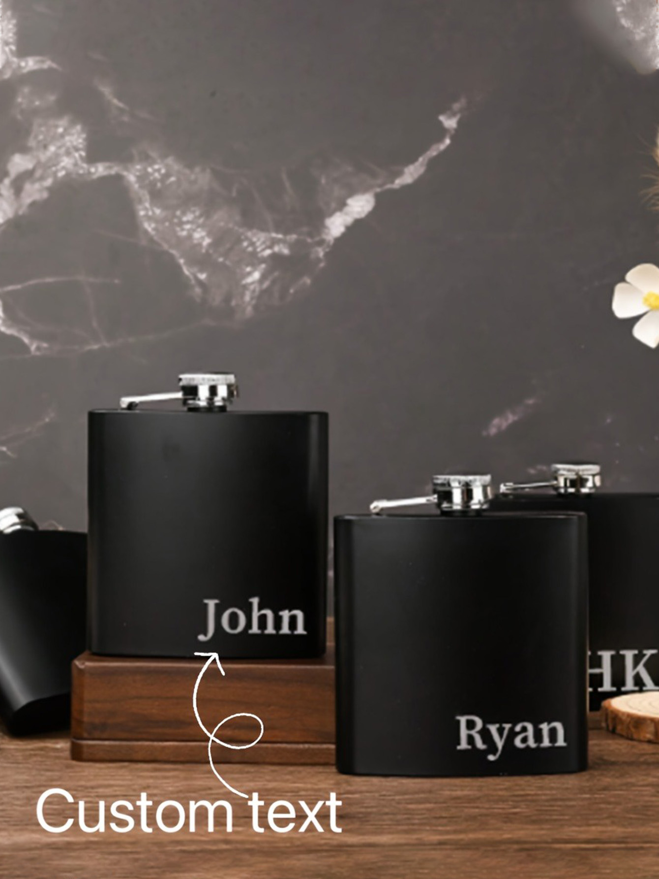 Personalized Matte Black Flagon with Custom Text